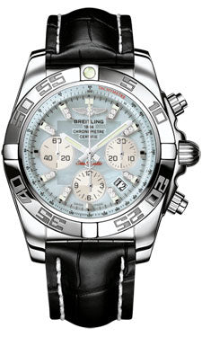 Breitling Chronomat 44 Steel Polished Bezel - Croco Strap - Deployant AB011012/G686-croco-black-deployant Men's Watch