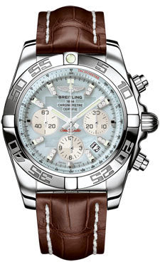 Breitling Chronomat 44 Steel Polished Bezel - Croco Strap - Deployant AB011012/G686-croco-brown-deployant Men's Watch