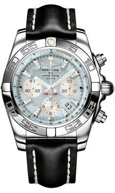 Breitling Chronomat 44 Steel Polished Bezel - Leather Strap - Deployant AB011012/G686-leather-black-deployant Men's Watch