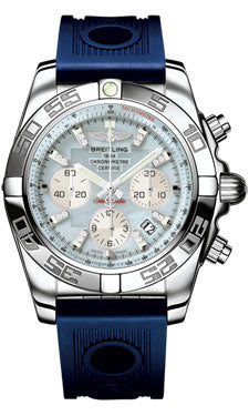 Breitling Chronomat 44 Steel Polished Bezel - Ocean Racer Strap - Deployant AB011012/G686-ocean-racer-blue-deployant Men's Watch