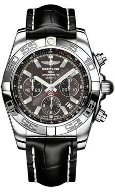 Breitling Chronomat 44 Steel Polished Bezel - Croco Strap - Deployant AB011012/M524-croco-black-deployant Men's Watch