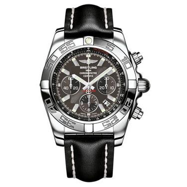 Breitling Chronomat B01 Stainless Steel Polished Bezel AB011012/M524-leather-black-deployant