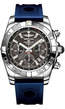 Breitling Chronomat 44 Steel Polished Bezel - Ocean Racer Strap - Deployant AB011012/M524-ocean-racer-blue-deployant Men's Watch