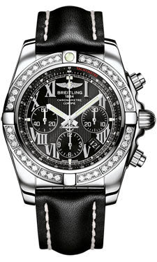 Breitling Chronomat 44 Steel 40 Dia Bezel - Leather Strap - Deployant AB011053/B956-leather-black-deployant Men's Watch