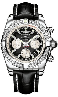 Breitling Chronomat 44 Steel 40 Dia Bezel - Croco Strap - Deployant AB011053/B967-croco-black-deployant Men's Watch