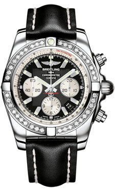 Breitling Chronomat 44 Steel 40 Dia Bezel - Leather Strap - Deployant AB011053/B967-leather-black-deployant Men's Watch