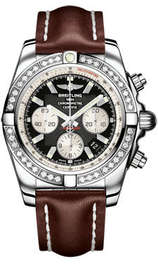 Breitling Chronomat 44 Steel 40 Dia Bezel - Leather Strap - Deployant AB011053/B967-leather-brown-deployant Men's Watch