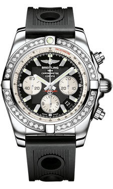 Breitling Chronomat 44 Steel 40 Dia Bezel - Ocean Racer Strap - Deployant AB011053/B967-ocean-racer-black-deployant Men's Watch