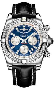 Breitling Chronomat 44 Steel 40 Dia Bezel - Croco Strap - Deployant AB011053/C788-croco-black-deployant Men's Watch