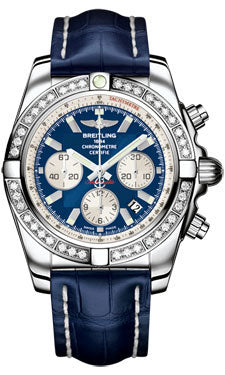 Breitling Chronomat 44 Steel 40 Dia Bezel - Croco Strap - Deployant AB011053/C788-croco-blue-deployant Men's Watch