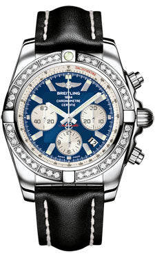 Breitling Chronomat 44 Steel 40 Dia Bezel - Leather Strap - Deployant AB011053/C788-leather-black-deployant Men's Watch