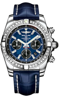 Breitling Chronomat 44 Steel 40 Dia Bezel - Croco Strap - Deployant AB011053/C789-croco-blue-deployant Men's Watch