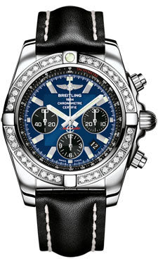 Breitling Chronomat 44 Steel 40 Dia Bezel - Leather Strap - Deployant AB011053/C789-leather-black-deployant Men's Watch