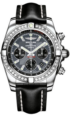 Breitling Chronomat 44 Steel 40 Dia Bezel - Leather Strap - Deployant AB011053/F546-leather-black-deployant Men's Watch