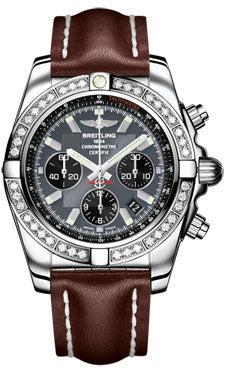 Breitling Chronomat 44 Steel 40 Dia Bezel - Leather Strap - Deployant AB011053/F546-leather-brown-deployant Men's Watch