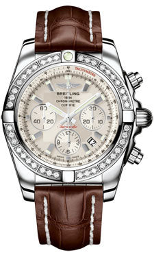 Breitling Chronomat 44 Steel 40 Dia Bezel - Croco Strap - Deployant AB011053/G684-croco-brown-deployant Men's Watch