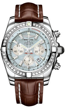 Breitling Chronomat 44 Steel 40 Dia Bezel - Croco Strap - Deployant AB011053/G686-croco-brown-deployant Men's Watch