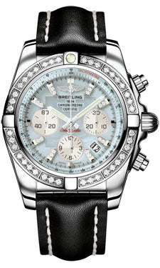 Breitling Chronomat 44 Steel 40 Dia Bezel - Leather Strap - Deployant AB011053/G686-leather-black-deployant Men's Watch