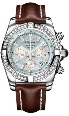 Breitling Chronomat 44 Steel 40 Dia Bezel - Leather Strap - Deployant AB011053/G686-leather-brown-deployant Men's Watch