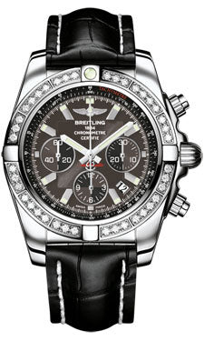 Breitling Chronomat 44 Steel 40 Dia Bezel - Croco Strap - Deployant AB011053/M524-croco-black-deployant Men's Watch