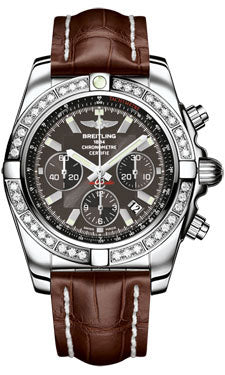 Breitling Chronomat 44 Steel 40 Dia Bezel - Croco Strap - Deployant AB011053/M524-croco-brown-deployant Men's Watch