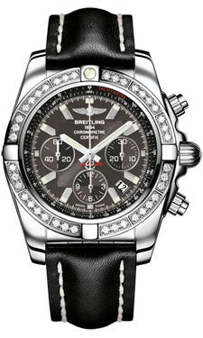 Breitling Chronomat 44 Steel 40 Dia Bezel - Leather Strap - Deployant AB011053/M524-leather-black-deployant Men's Watch