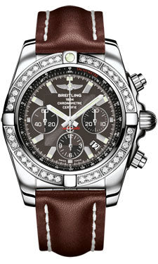 Breitling Chronomat 44 Steel 40 Dia Bezel - Leather Strap - Deployant AB011053/M524-leather-brown-deployant Men's Watch