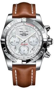 Breitling Chronomat 41 Steel Polished Bezel - Leather Strap - Tang AB014012/A746-leather-gold-tang Men's Watch