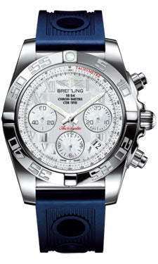 Breitling Chronomat 41 Steel Polished Bezel - Ocean Racer Strap AB014012/A746-ocean-racer-blue-deployant Men's Watch