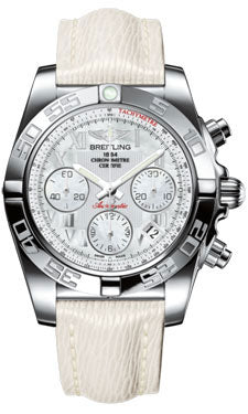 Breitling Chronomat 41 Steel Polished Bezel - Sahara Leather Strap AB014012/A746-sahara-white-tang Men's Watch