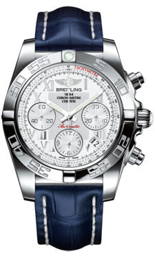 Breitling Chronomat 41 Steel Polished Bezel - Croco Strap - Deployant AB014012/A747-croco-blue-deployant Men's Watch