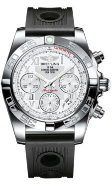 Breitling Chronomat 41 Steel Polished Bezel - Ocean Racer Strap AB014012/A747-ocean-racer-black-deployant Men's Watch