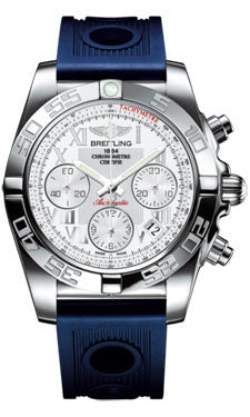 Breitling Chronomat 41 Steel Polished Bezel - Ocean Racer Strap AB014012/A747-ocean-racer-blue-deployant Men's Watch