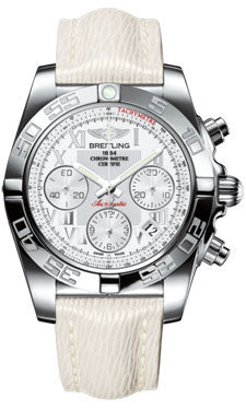 Breitling Chronomat 41 Steel Polished Bezel - Sahara Leather Strap AB014012/A747-sahara-white-tang Men's Watch