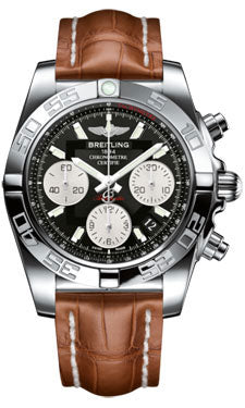 Breitling Chronomat 41 Steel Polished Bezel - Croco Strap - Deployant AB014012/BA52-croco-gold-folding Men's Watch