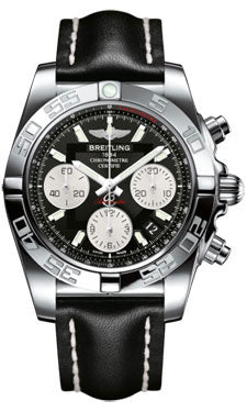 Breitling Chronomat 41 Steel Polished Bezel - Leather Strap - Tang AB014012/BA52-leather-black-tang Men's Watch