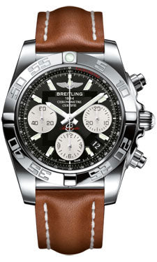 Breitling Chronomat 41 Steel Polished Bezel - Leather Strap - Tang AB014012/BA52-leather-gold-tang Men's Watch