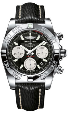 Breitling Chronomat 41 Steel Polished Bezel - Sahara Leather Strap AB014012/BA52-sahara-black-tang Men's Watch