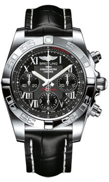 Breitling Chronomat 41 Steel Polished Bezel - Croco Strap - Deployant AB014012/BC04-croco-black-deployant Men's Watch