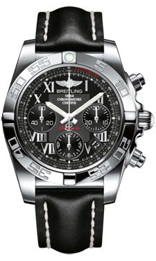 Breitling Chronomat 41 Steel Polished Bezel - Leather Strap - Tang AB014012/BC04-leather-black-tang Men's Watch