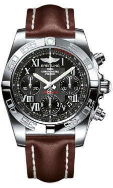 Breitling Chronomat 41 Steel Polished Bezel - Leather Strap - Tang AB014012/BC04-leather-brown-tang Men's Watch