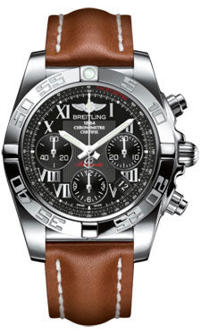 Breitling Chronomat 41 Steel Polished Bezel - Leather Strap - Tang AB014012/BC04-leather-gold-tang Men's Watch