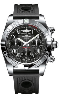 Breitling Chronomat 41 Steel Polished Bezel - Ocean Racer Strap AB014012/BC04-ocean-racer-black-deployant Men's Watch