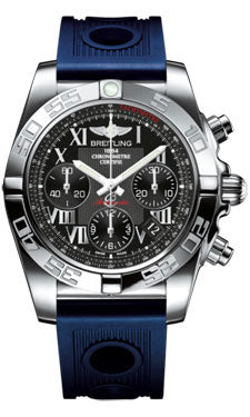 Breitling Chronomat 41 Steel Polished Bezel - Ocean Racer Strap AB014012/BC04-ocean-racer-blue-deployant Men's Watch