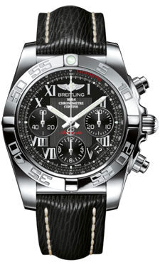 Breitling Chronomat 41 Steel Polished Bezel - Sahara Leather Strap AB014012/BC04-sahara-black-tang Men's Watch