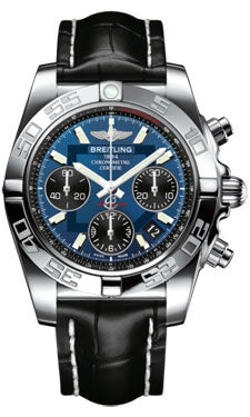 Breitling Chronomat 41 Steel Polished Bezel - Croco Strap - Deployant AB014012/C830-croco-black-folding Men's Watch