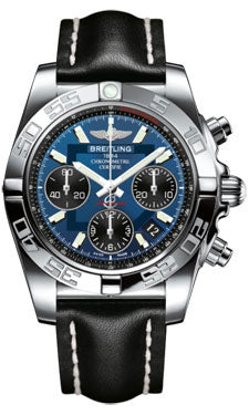 Breitling Chronomat 41 Steel Polished Bezel - Leather Strap - Tang AB014012/C830-leather-black-tang Men's Watch