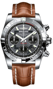 Breitling Chronomat 41 Steel Polished Bezel - Croco Strap - Deployant AB014012/F554-croco-gold-folding Men's Watch