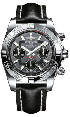 Breitling Chronomat 41 Steel Polished Bezel - Leather Strap - Tang AB014012/F554-leather-black-tang Men's Watch