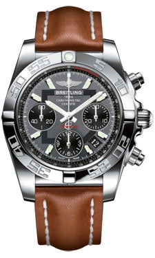 Breitling Chronomat 41 Steel Polished Bezel - Leather Strap - Tang AB014012/F554-leather-gold-tang Men's Watch